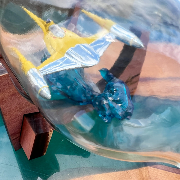 Naboo N-1 Starfighter Starship in a Wine Bottle