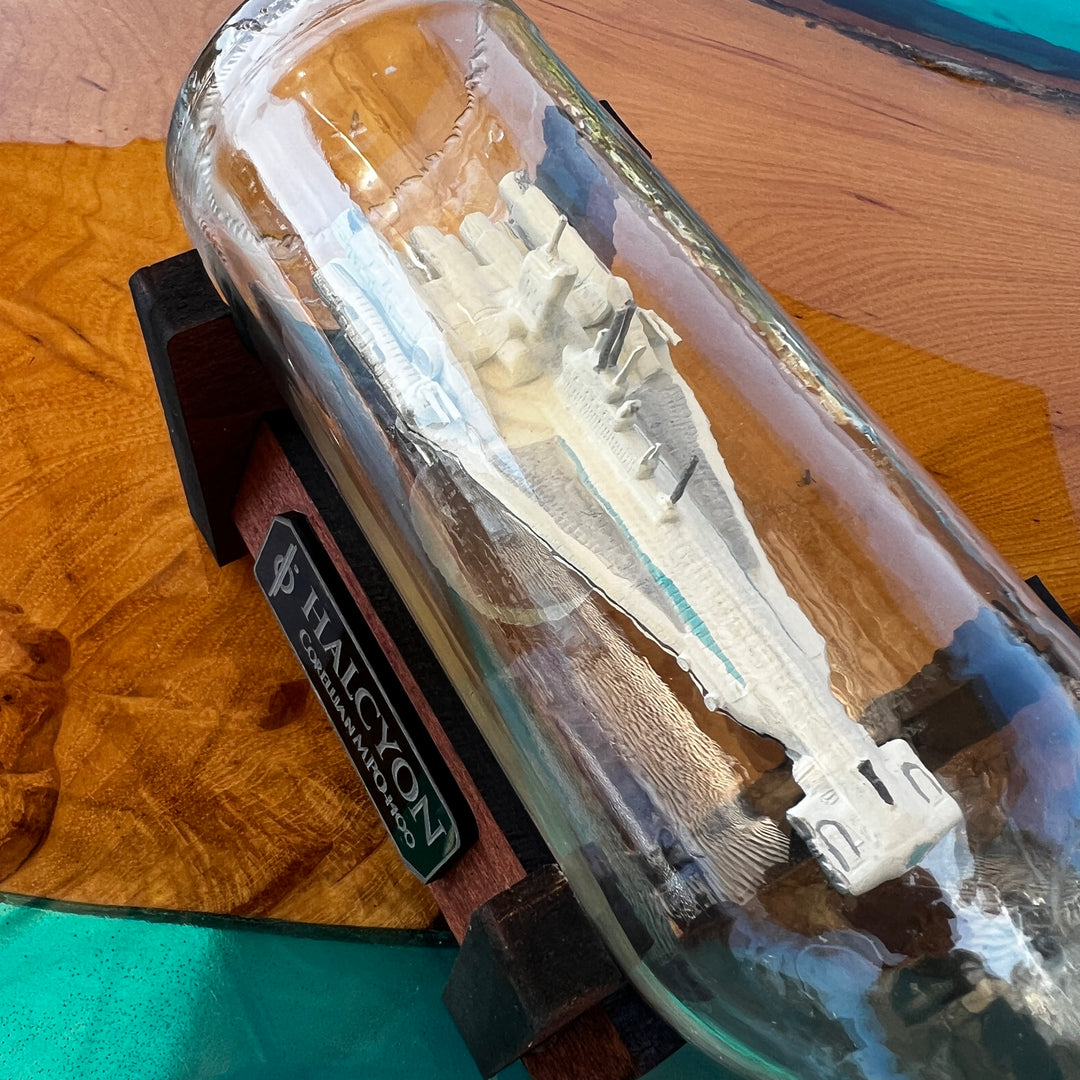 Star Wars Galactic Starcruiser Halcyon in a Beer Bottle