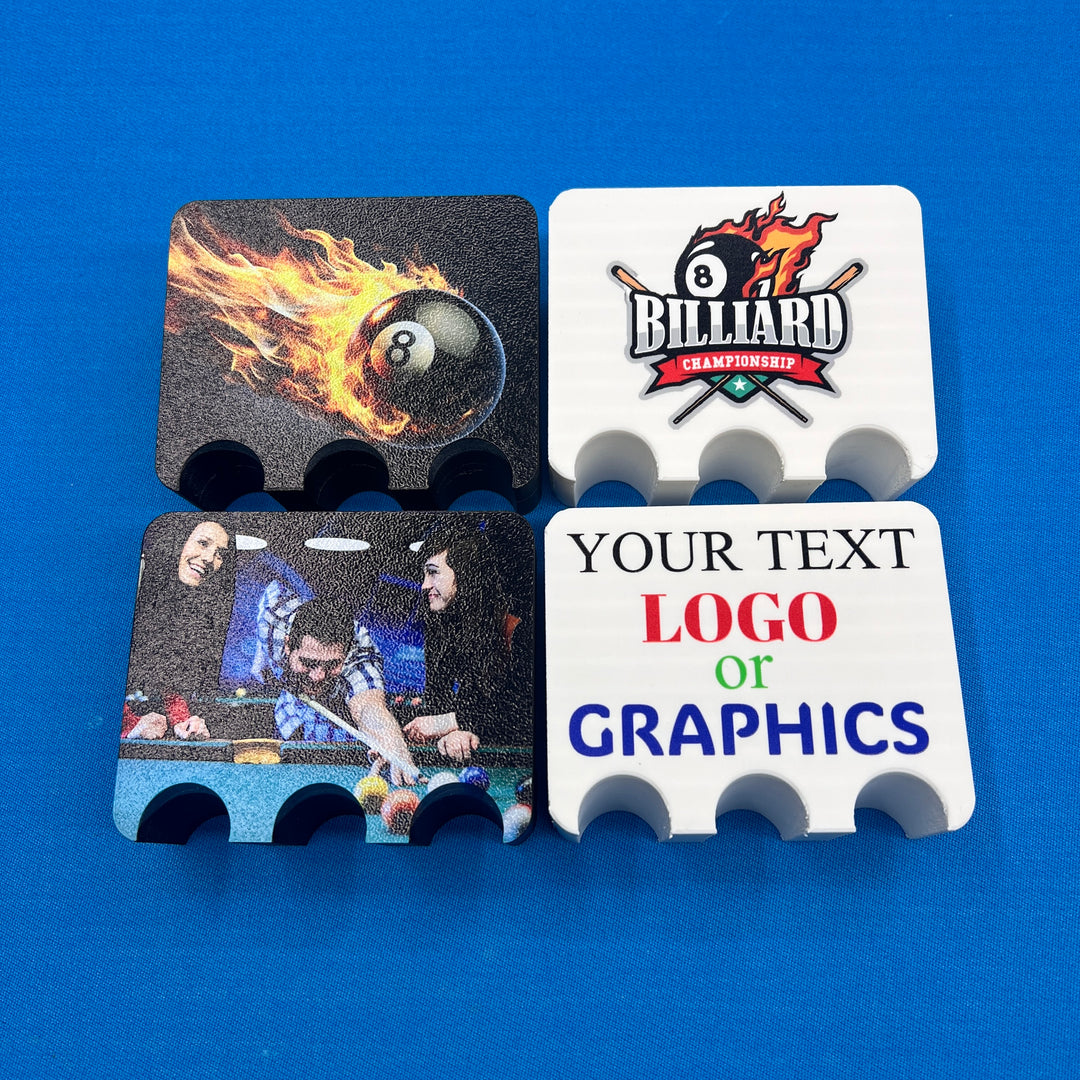 Support de queue de billard imprimé en 3D personnalisé avec vos photos, graphiques ou texte