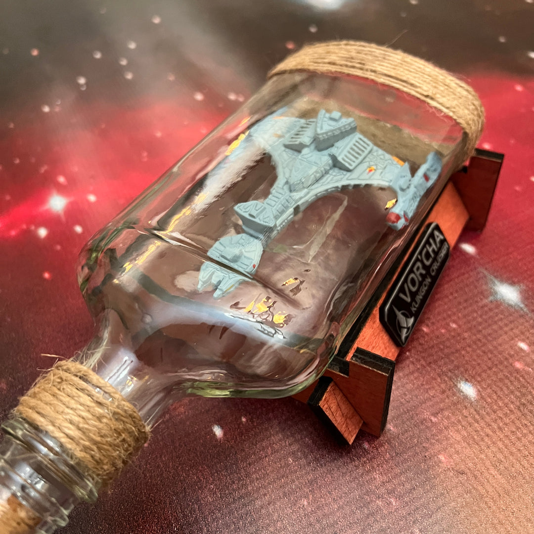 Star Trek Klingon Vorcha Cruiser Starship in a Bottle