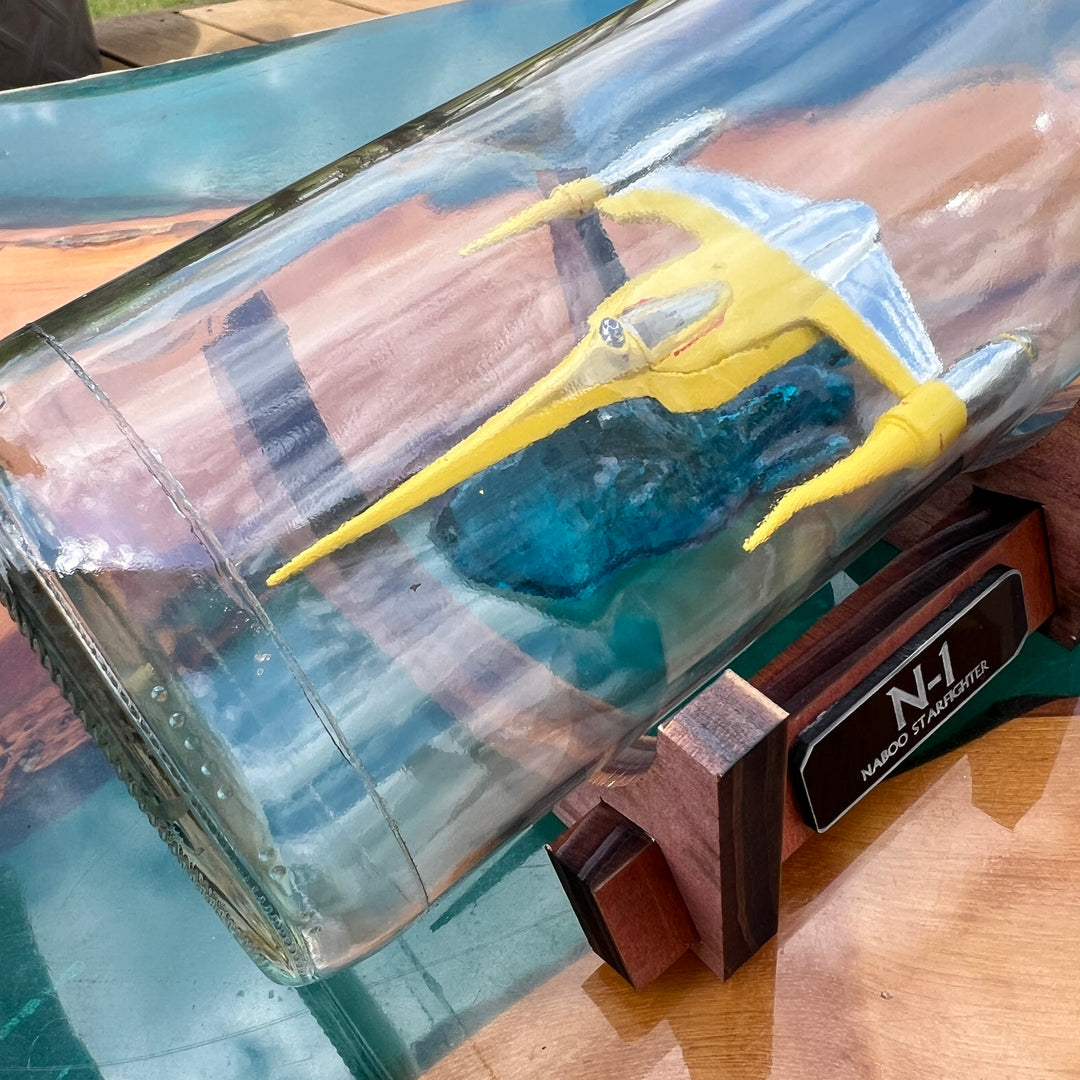 Naboo N-1 Starfighter Starship in a Wine Bottle