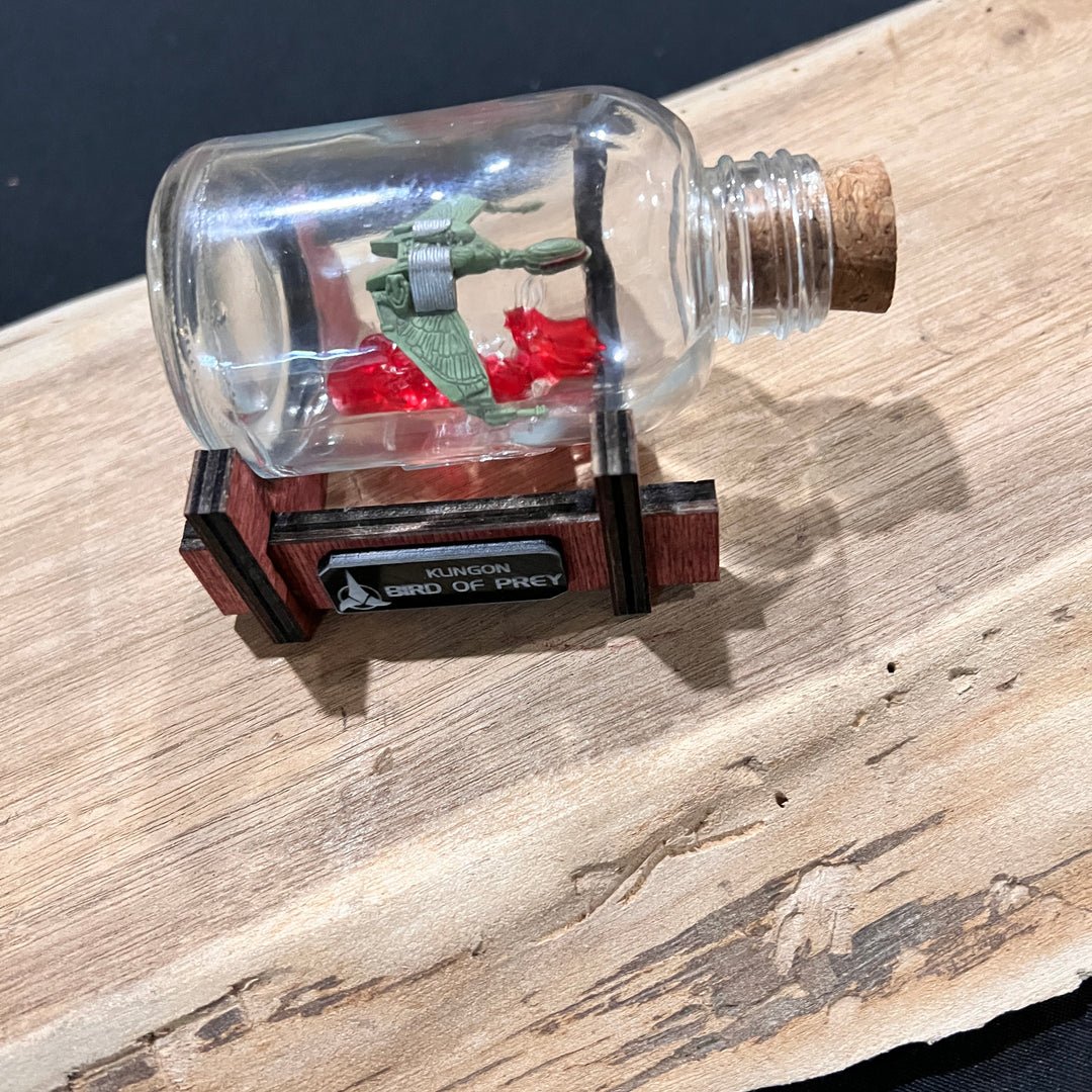 Star Trek Mini Bird of Prey In Flight  in a Bottle