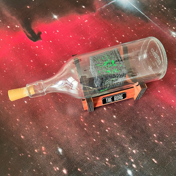 Star Trek Lighted Borg Cube Starship in a Bottle