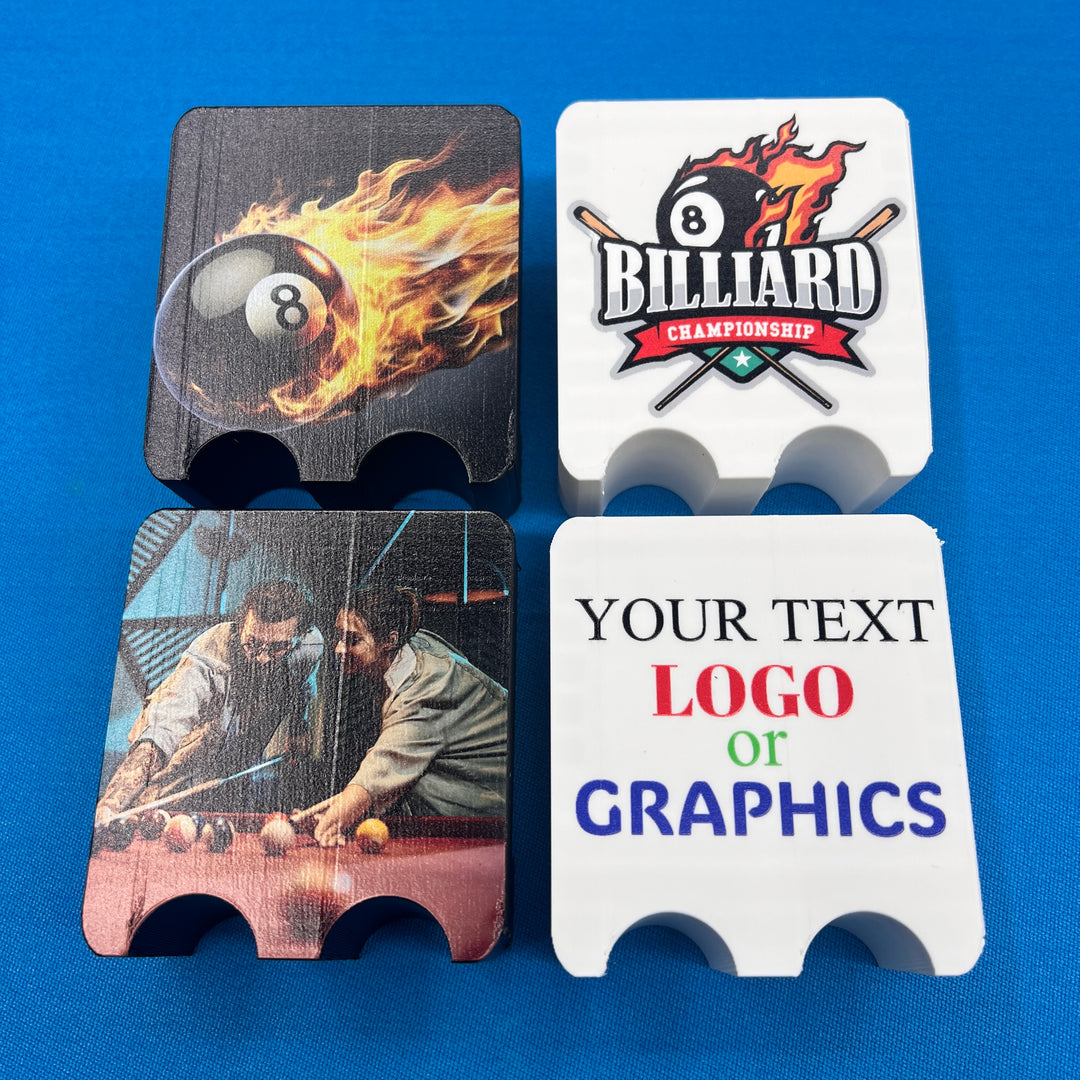 Support de queue de billard imprimé en 3D personnalisé avec vos photos, graphiques ou texte