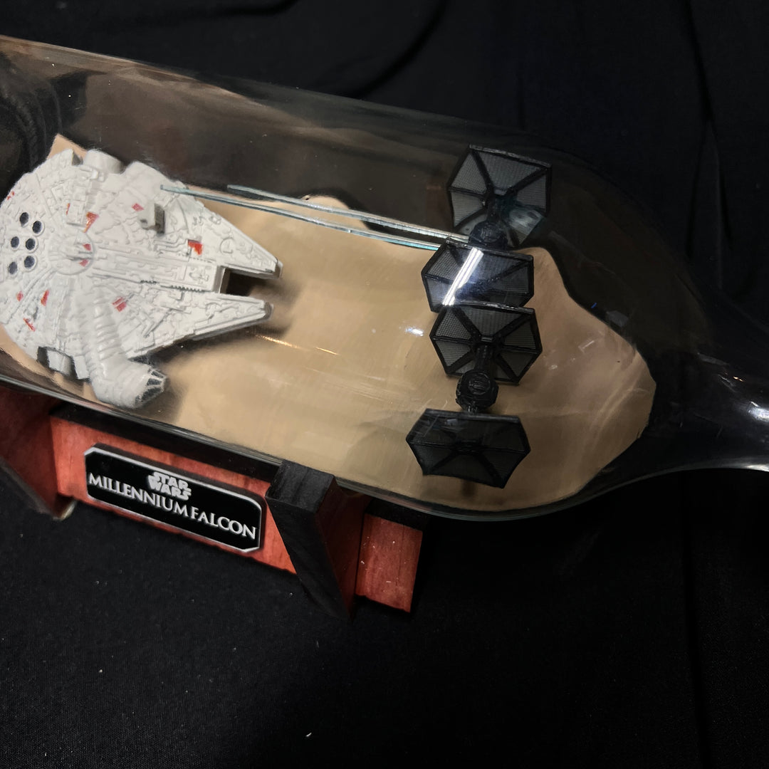 Star Wars Millennium Falcon vs First Order Tie Fighters Wine Bottle