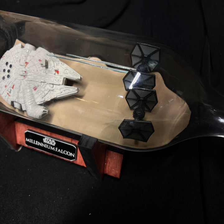 Star Wars Millennium Falcon vs First Order Tie Fighters Wine Bottle