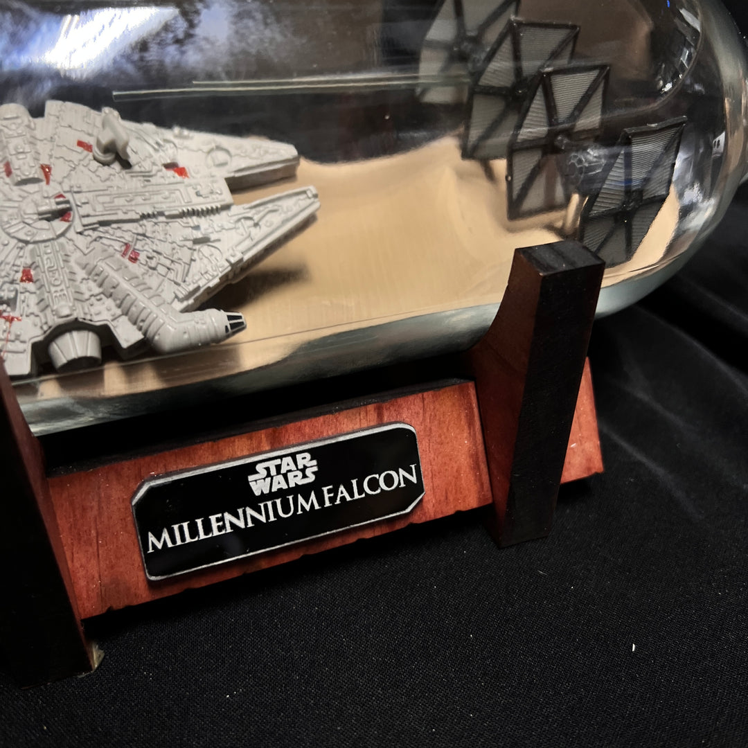 Star Wars Millennium Falcon vs First Order Tie Fighters Wine Bottle