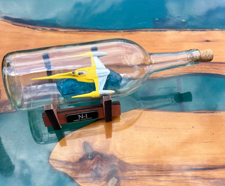 Naboo N-1 Starfighter Starship in a Wine Bottle