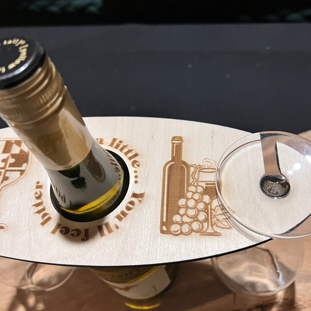 Maryland  Themed Wood Wine Bottle and Glass Caddy