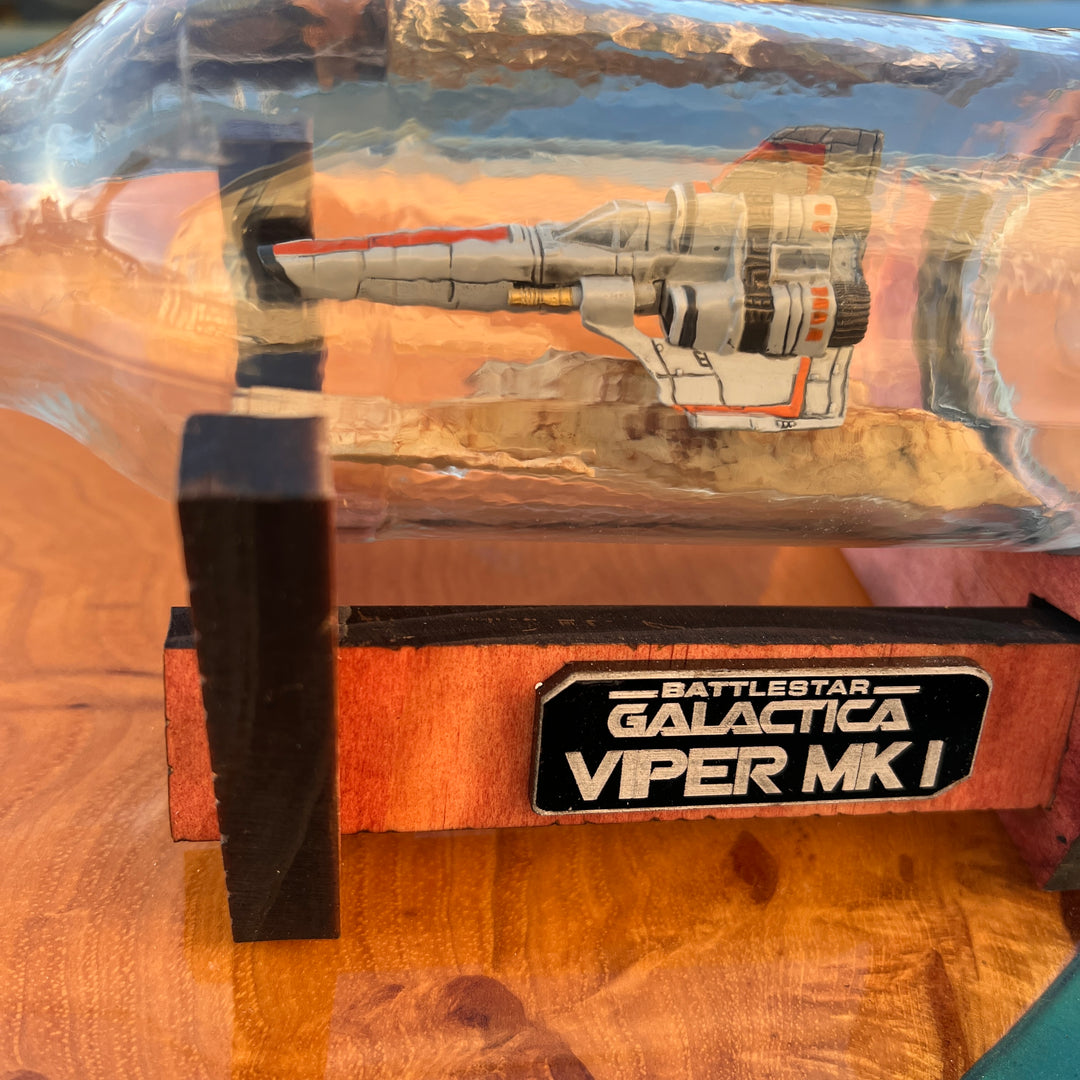 Battlestar Galactica Colonial Viper MK I Starship in a Bottle