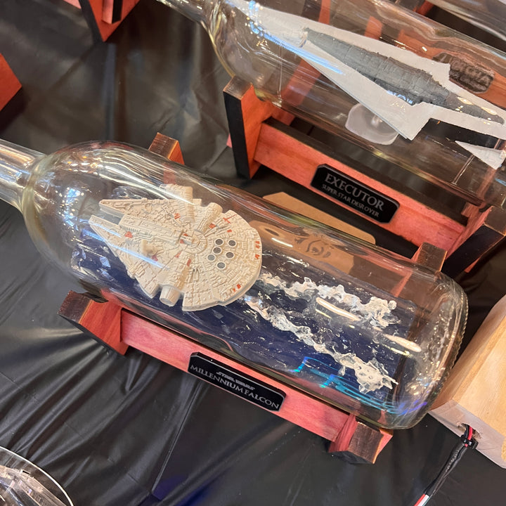 Star Wars Millennium Falcon in a Wine Bottle