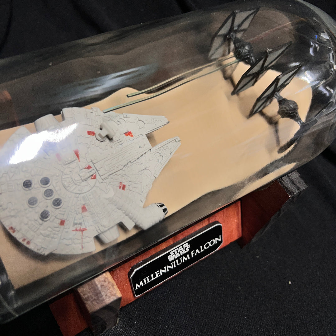 Star Wars Millennium Falcon vs First Order Tie Fighters Wine Bottle