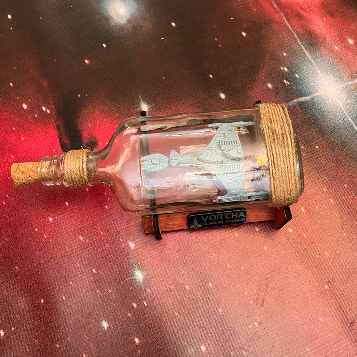 Star Trek Klingon Vorcha Cruiser Starship in a Bottle