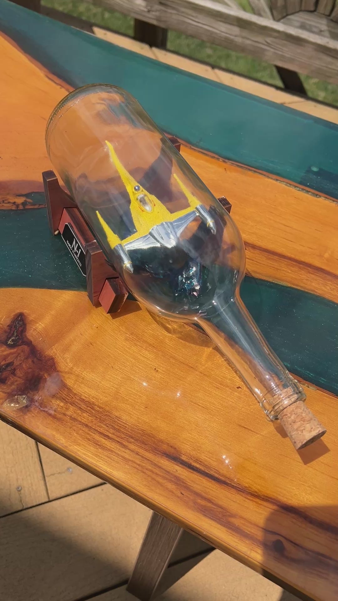 Naboo N-1 Starfighter Starship in a Wine Bottle