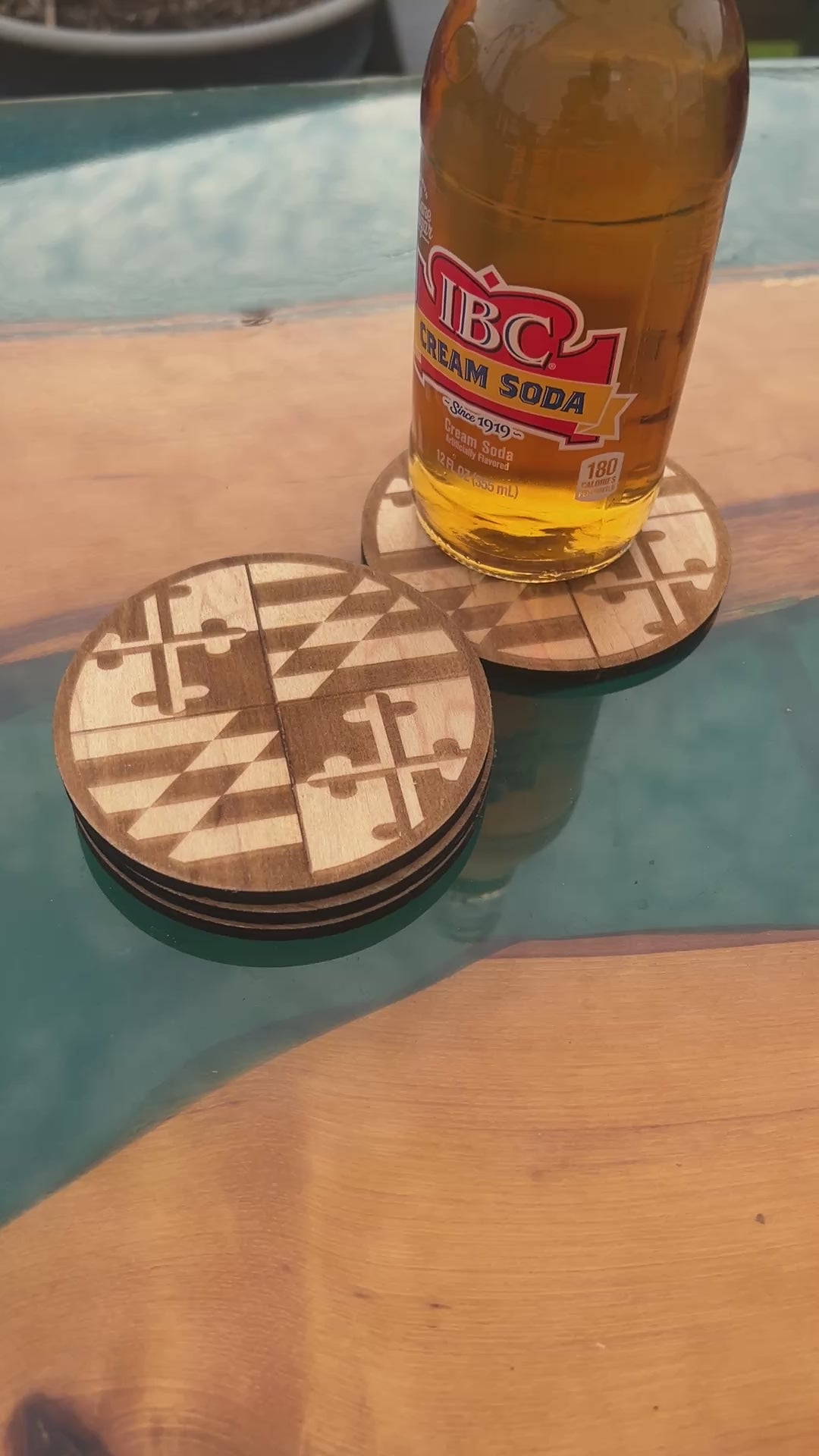Maryland State Flag Themed Baltic Birch Wood Laser Cut Coasters Set of Six