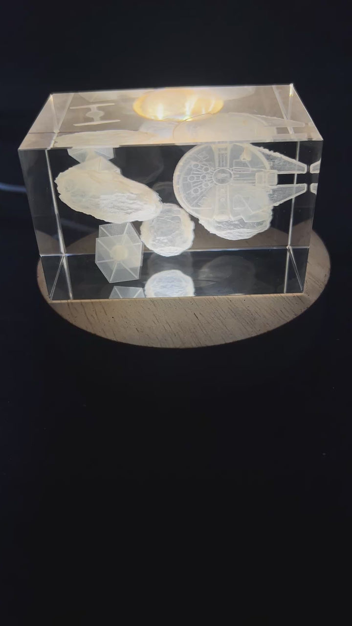 Millennium Falcon Asteroid Chase With Tie Fighters Lighted Cryo Starship