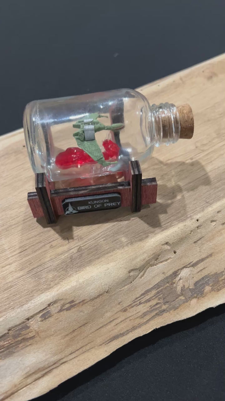Star Trek Mini Bird of Prey In Flight  in a Bottle