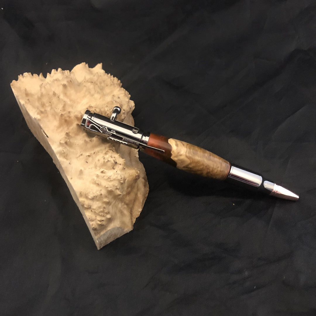 Bolt Action Hand Turned Burl Wood Pen - CCHobby