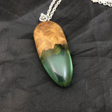 Burl Wood and Green Resin Pendant - CCHobby