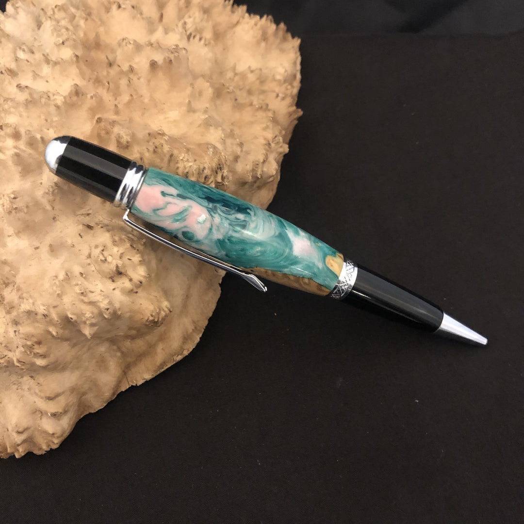 Custom Burl Wood and Acrylic Sorority AKA Pen - CCHobby