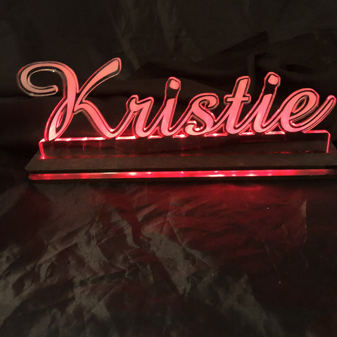 Custom Cut Name Sign Edge Lit LED Acrylic Sign - CCHobby