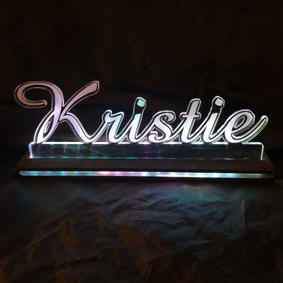 Custom Cut Name Sign Edge Lit LED Acrylic Sign - CCHobby