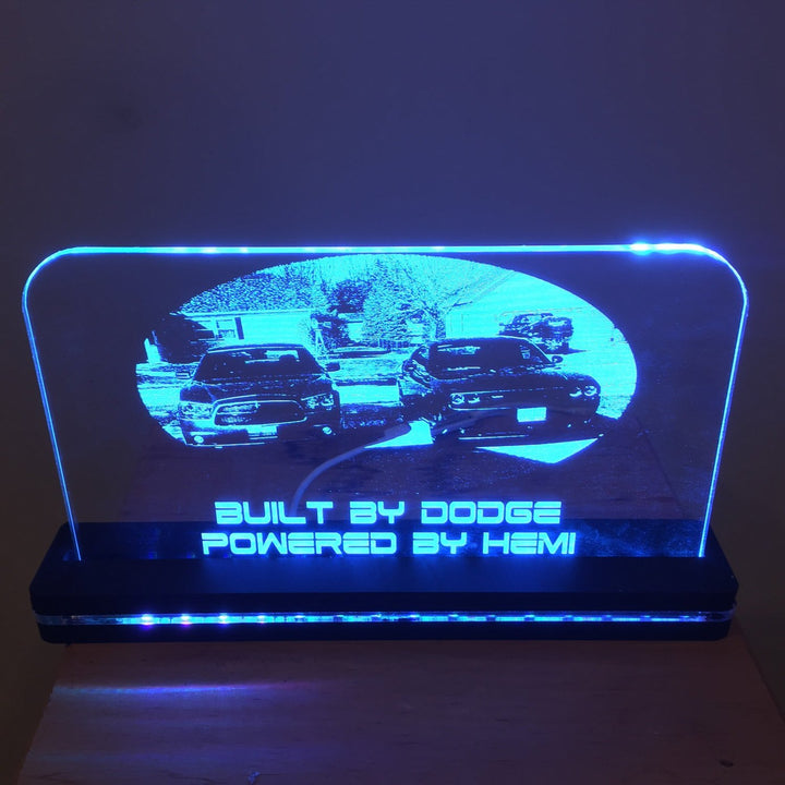 Custom LED Edge Lighted Acrylic Laser Engraved and Cut Sign 6"x6" or 8"x10" With Remote - CCHobby