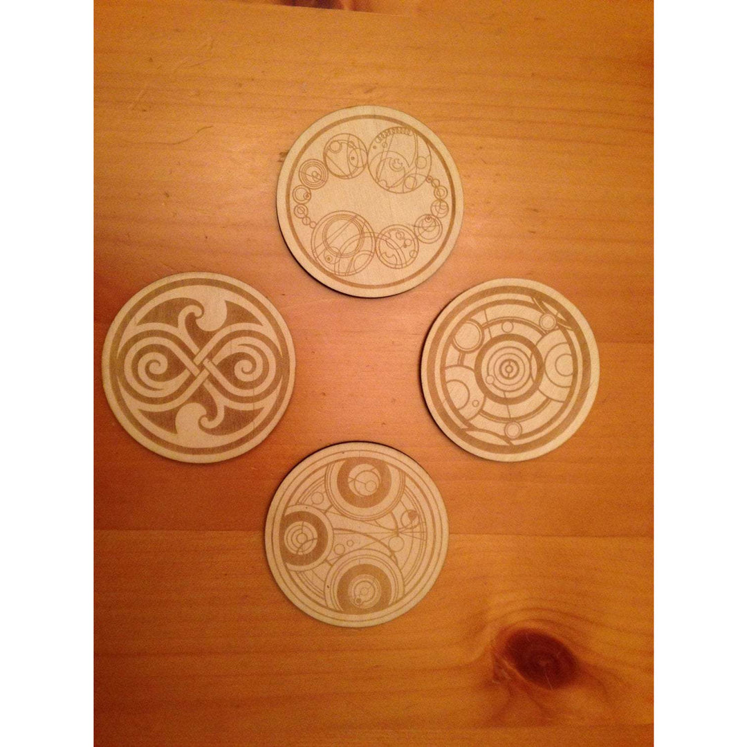 Doctor Who Gallifreyan Symbols Wood Drink Coasters Set of 4 - CCHobby