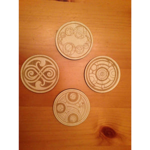 Doctor Who Gallifreyan Symbols Wood Drink Coasters Set of 4 - CCHobby