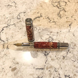 Majestic Fountain Pen with Red Stabilized Box Elder Burl