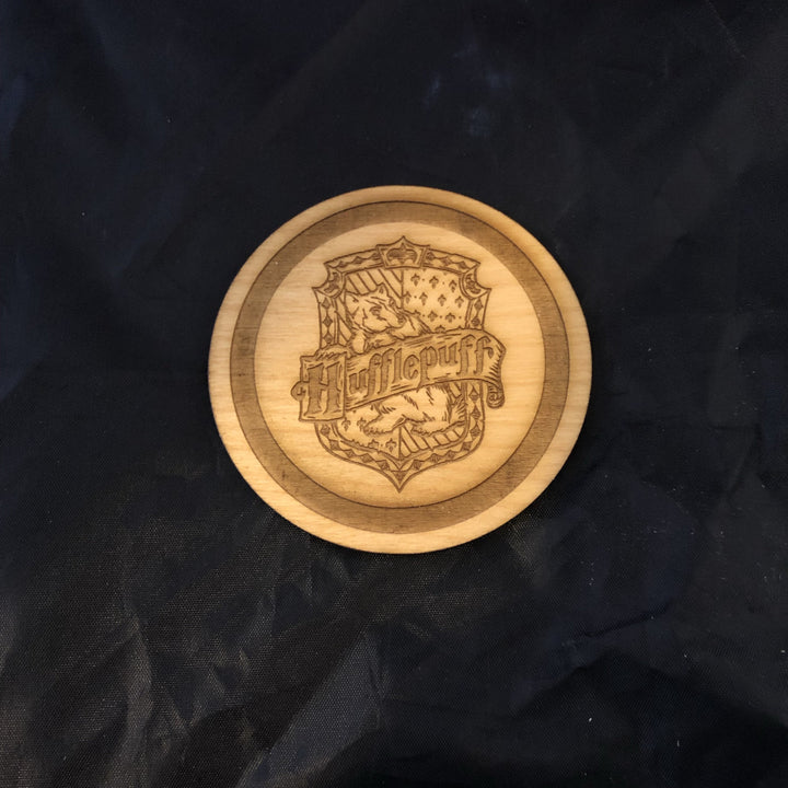 Wooden Harry Potter Hogwarts Coasters, Gryffindor, Hufflepuff, Ravenclaw and Slytherin - CCHobby