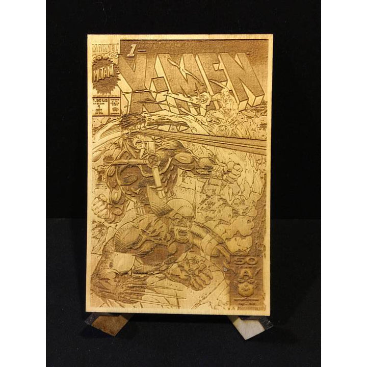 X-Men #1 All Four Jim Lee Covers Laser Etched Wood Covers on Baltic Birch Five Year Anniversary Wood - CCHobby